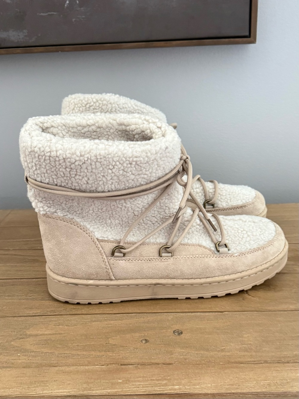 White Mountain Women's Isador Faux Sherpa Lace-Up Boot